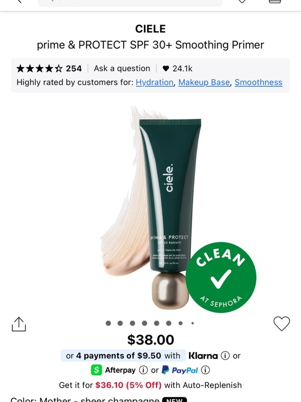 BRAND NEW NWT Ciele Prime & Protect SPF 30+ Smoothing Primer MOTHER